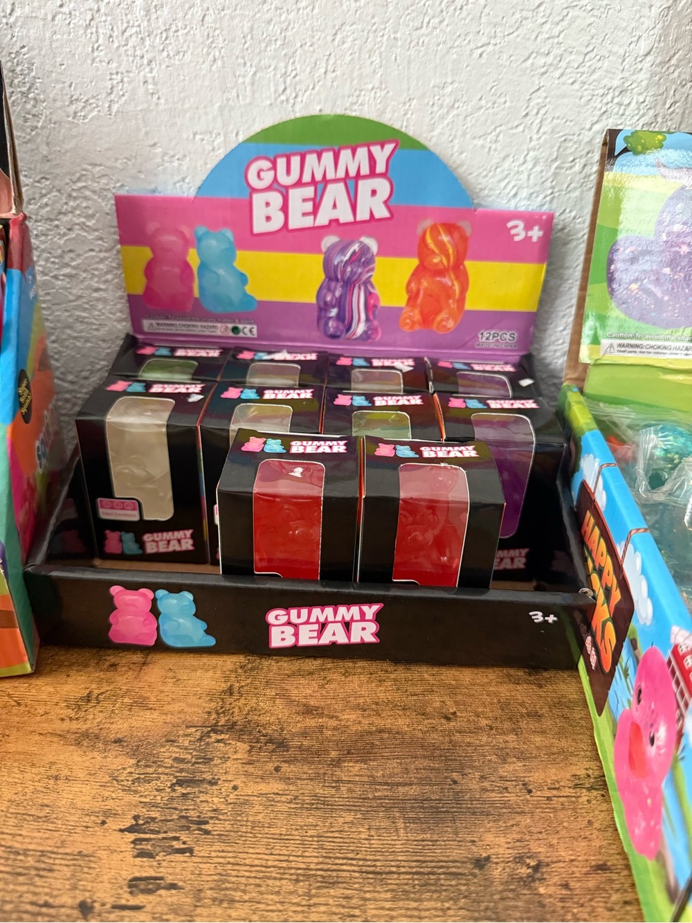 Gummy bear squishy- green, red, clear, and purple